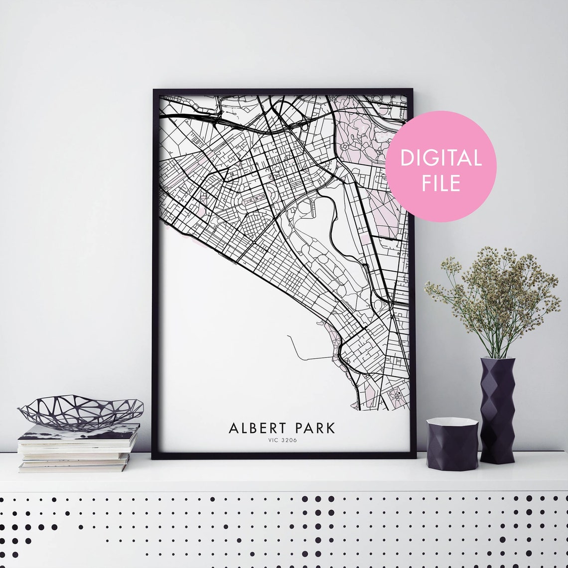 Albert Park Melbourne Australia Minimalist City Map Line Art Poster