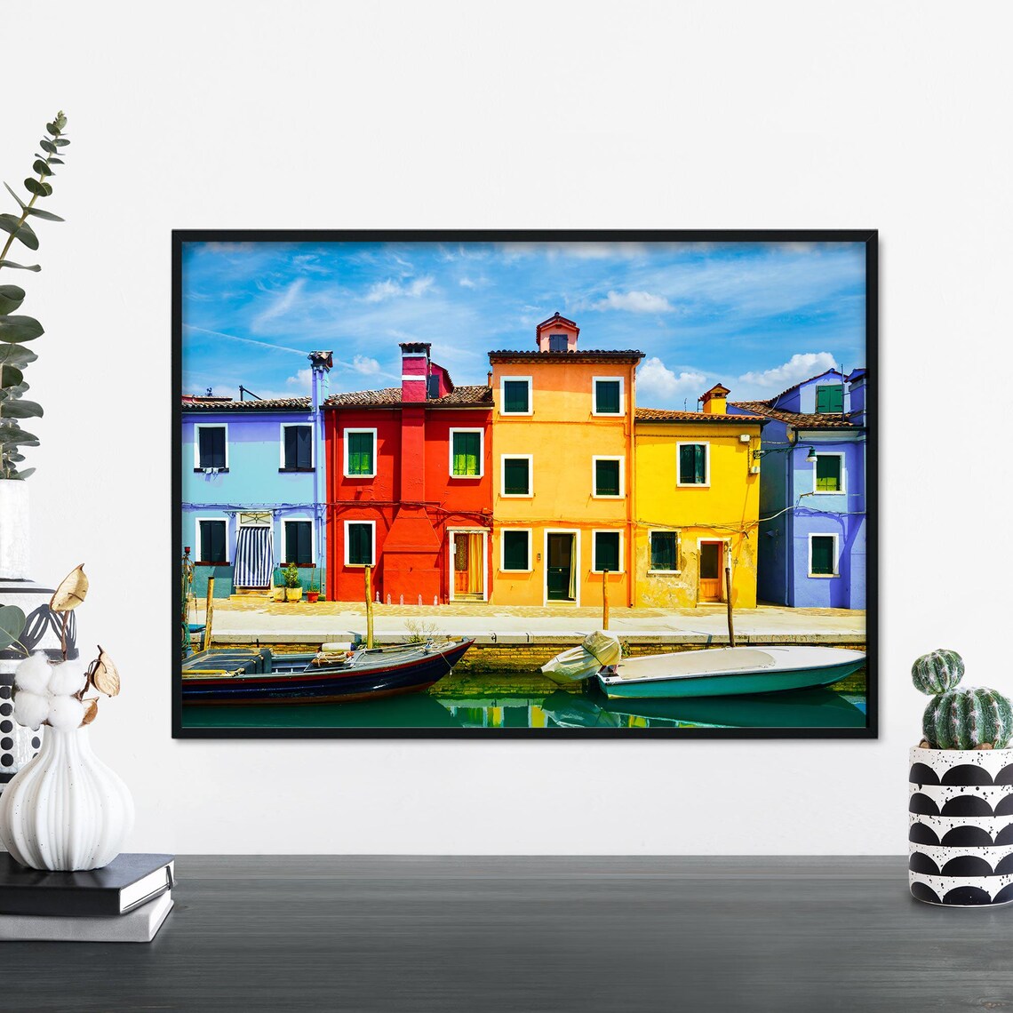Colorful Burano Venice Italy Poster Canal Houses Photo Decor