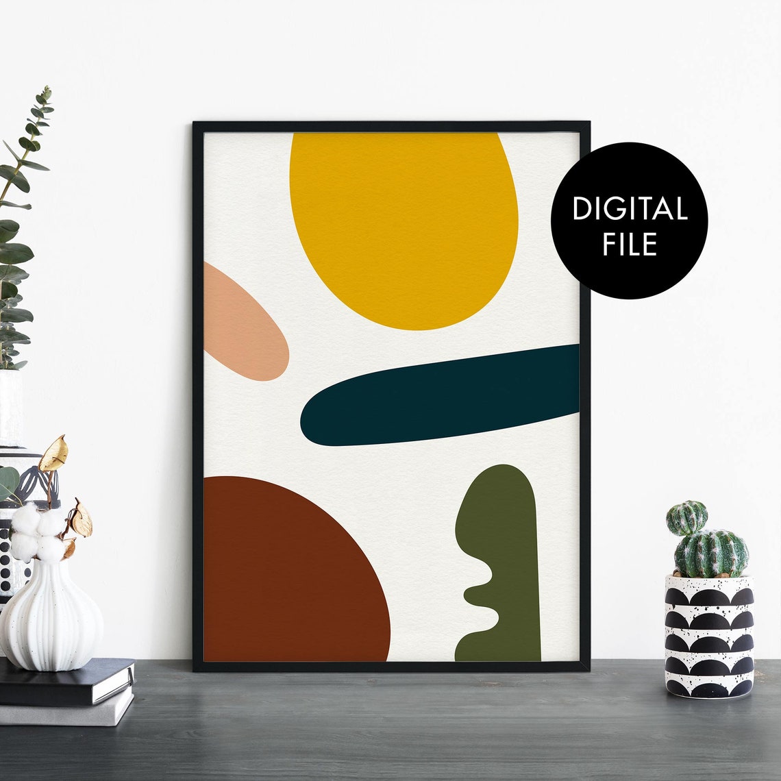 Organic Hues No7 Abstract Digital File Modern Shapes Wall Art Decor