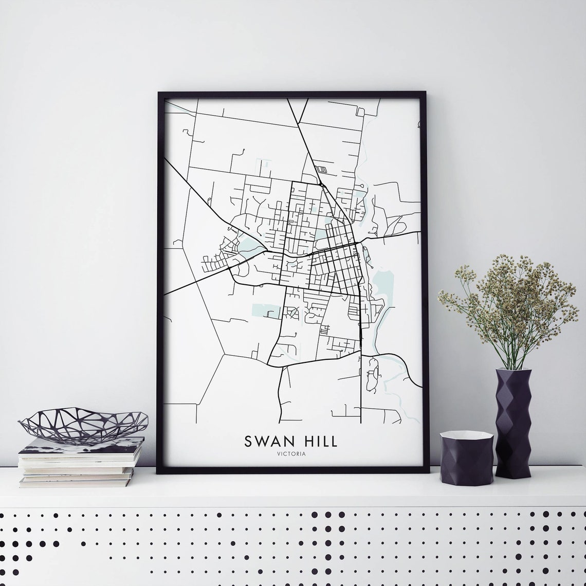 Swan Hill Victoria Australia Minimalist City Street Map Poster