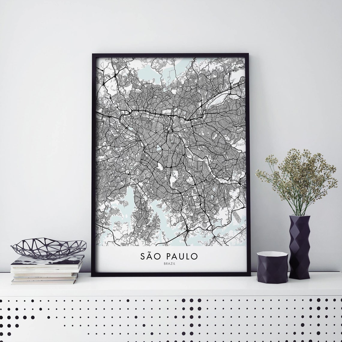 Sao Paulo Brazil Sprawling Metropolis Detailed Street Map City Poster