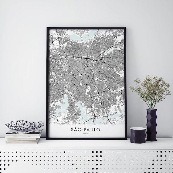 Sao Paulo Brazil Sprawling Metropolis Detailed Street Map City Poster