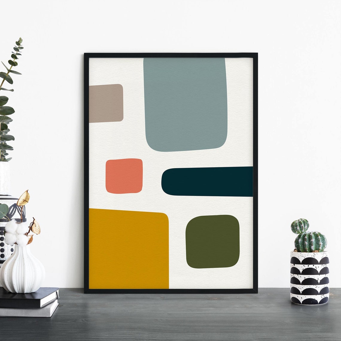 Organic Hues No4 Geometric Abstract Color Block Modern Poster