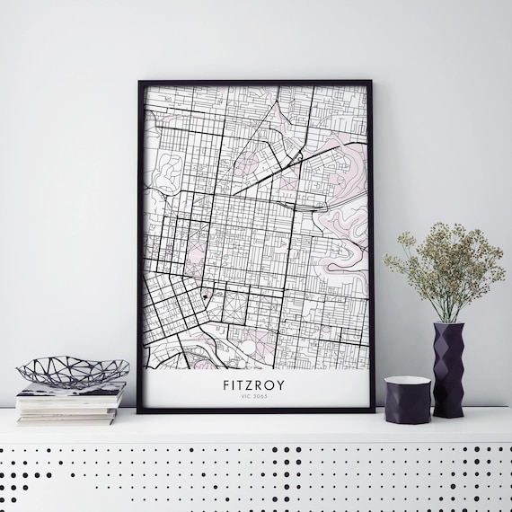 Fitzroy Melbourne VIC 3065 Minimalist City Map Poster For Gift