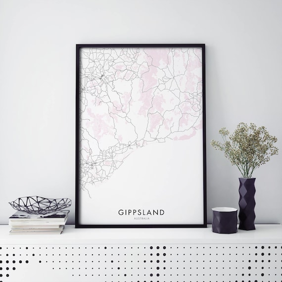 Gippsland Victoria Australia Blush Pink Minimal City Map Poster