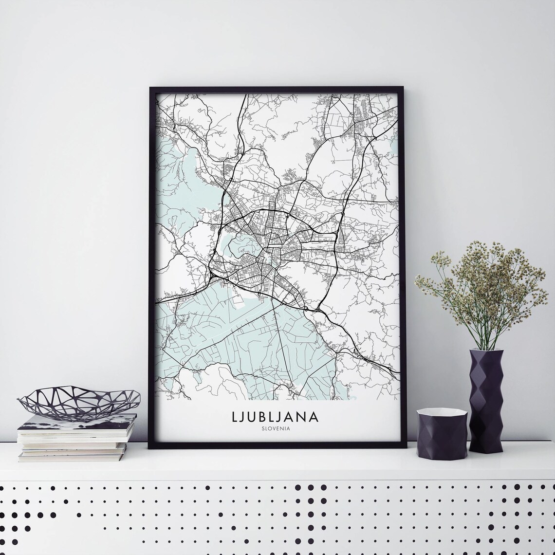 Ljubljana Slovenia Capital City Street Map Minimalist Poster