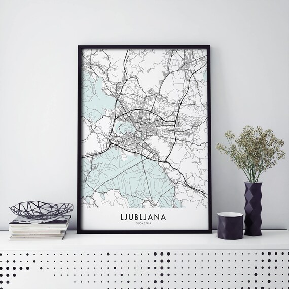 Ljubljana Slovenia Capital City Street Map Minimalist Poster