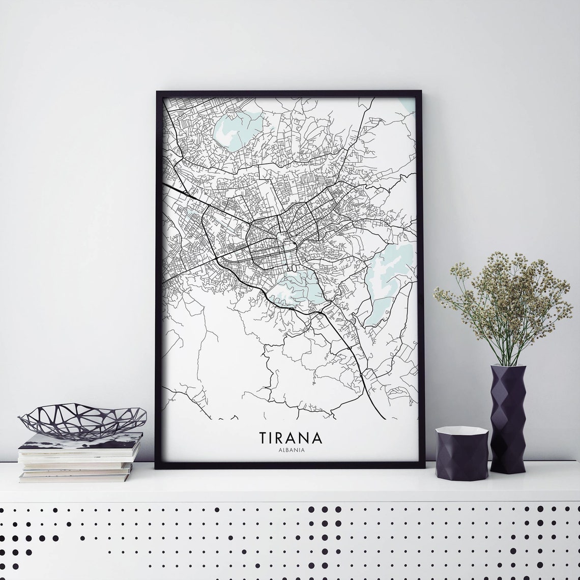 Tirana Albania Minimalist City Map Line Drawing Urban Decor Poster
