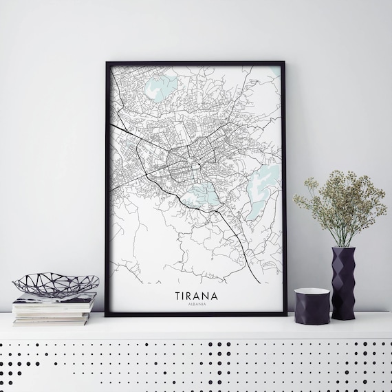 Tirana Albania Minimalist City Map Line Drawing Urban Decor Poster