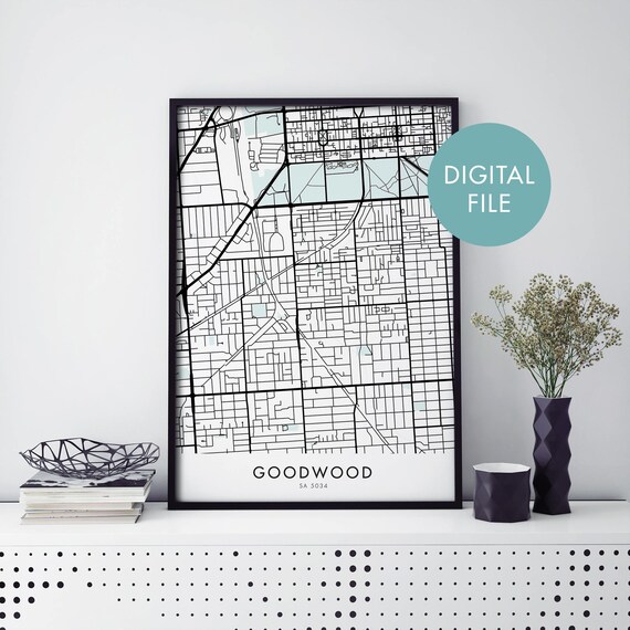 Goodwood Adelaide Australia City Map Poster Digital Download