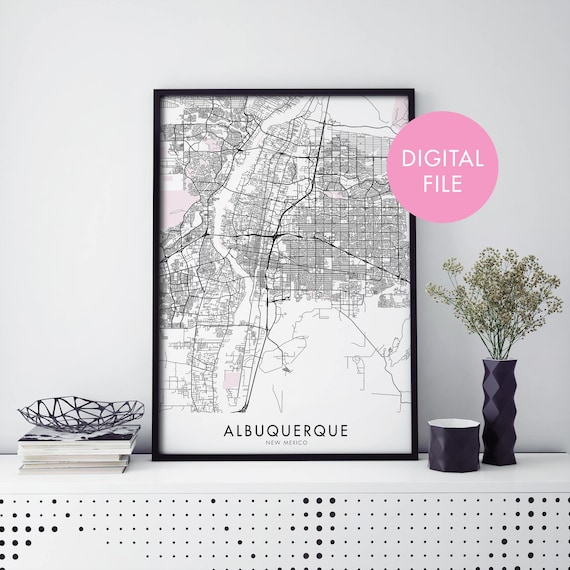 Albuquerque New Mexico City Map Instant Digital Download Art Print