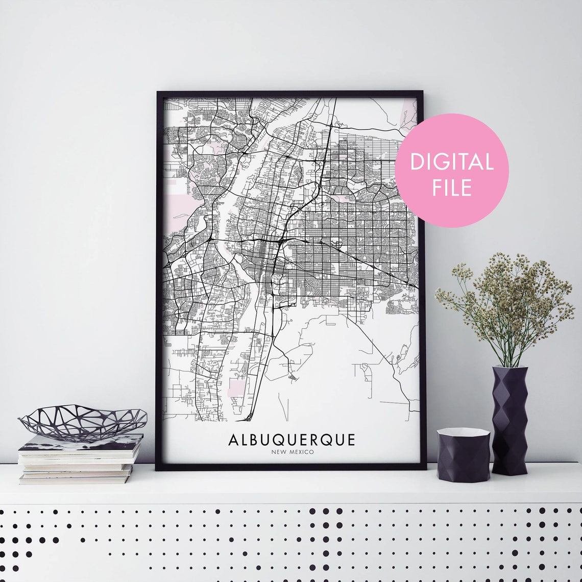 Albuquerque New Mexico City Map Instant Digital Download Art Print
