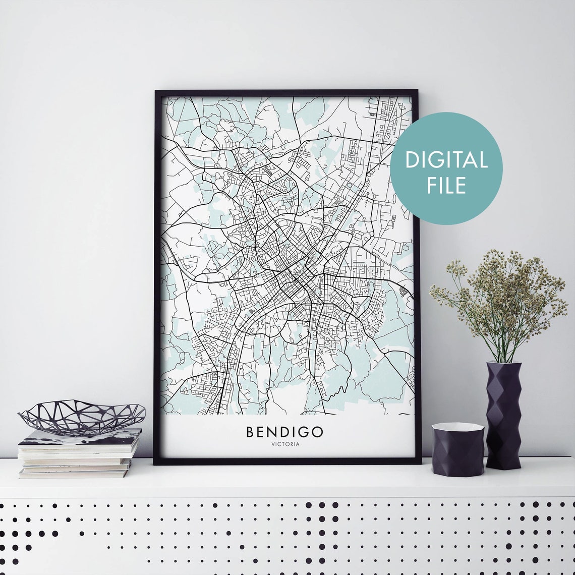 Bendigo Victoria Australia Street Map City Travel Art Poster