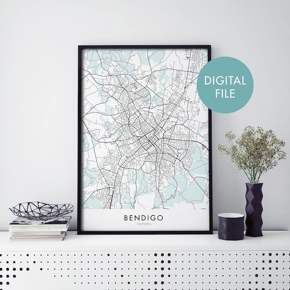 Bendigo Victoria Australia Street Map City Travel Art Poster