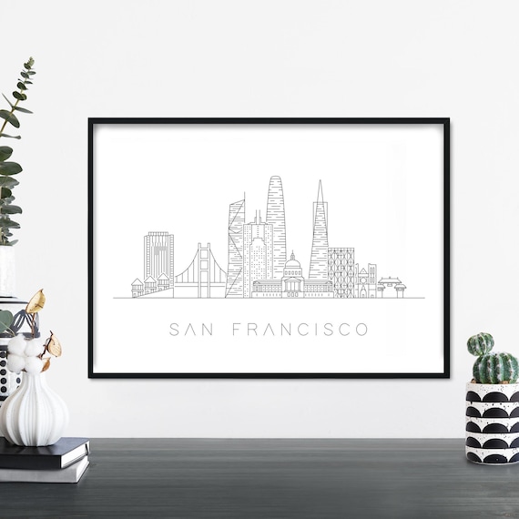 San Francisco Skyline Minimalist Line Drawing City Travel Poster