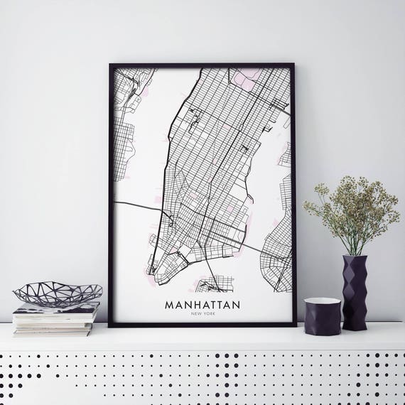 Manhattan New York City Map Art Print