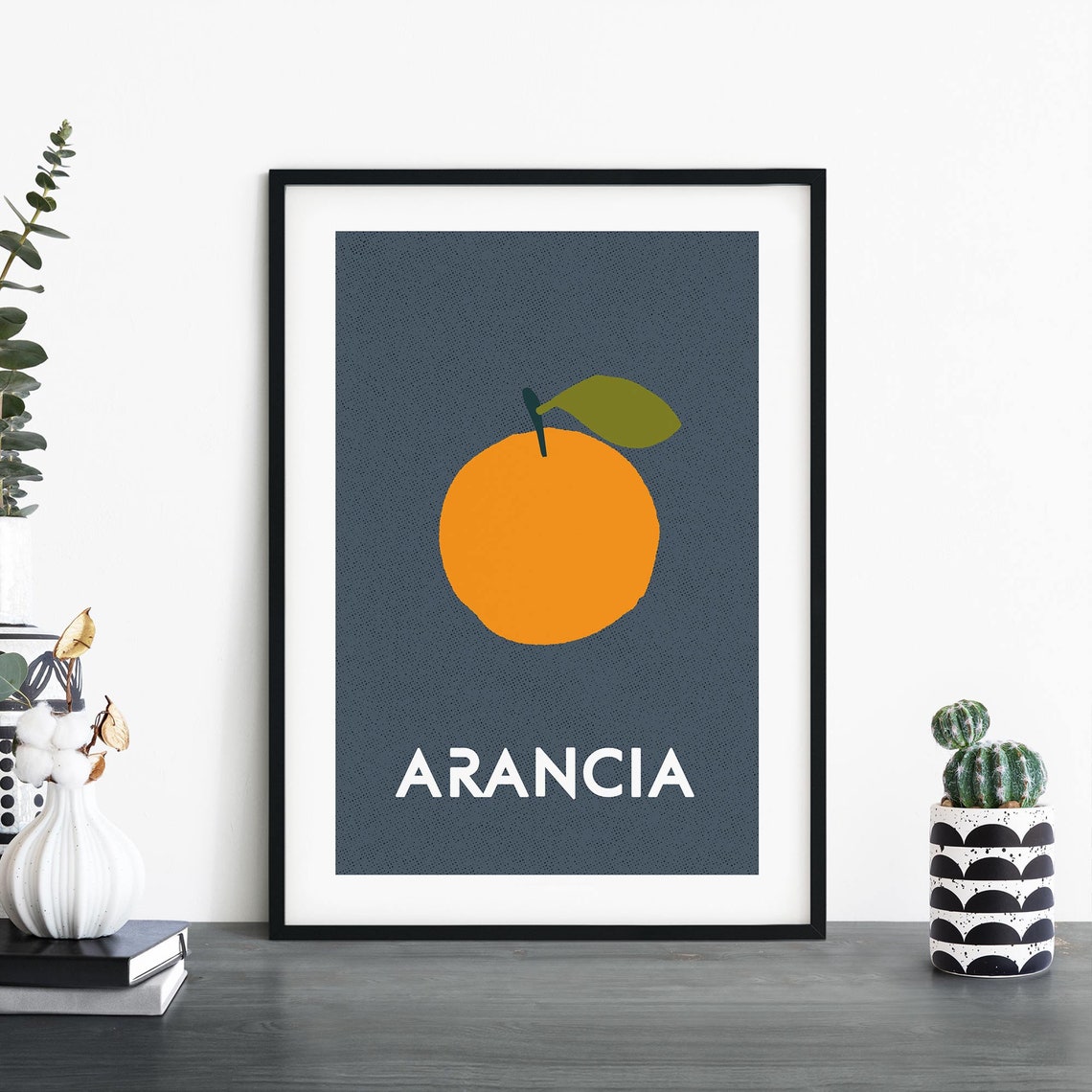Arancia Orange Fruit Retro Minimalist Italian Kitchen Art Poster