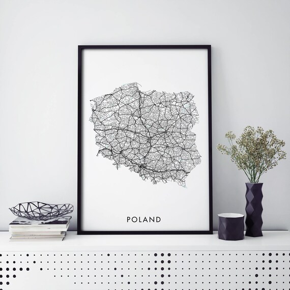 Poland Country Road Network Map Minimalist Line Art Wall Poster