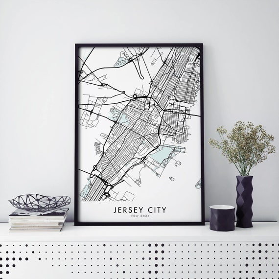 Jersey City New Art Map Print Wall A4 A3 A2 A1