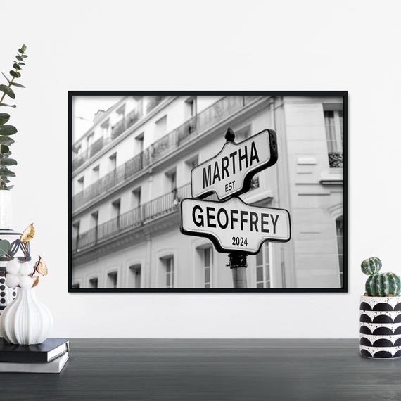 Custom Signpost Couples Names Poster Print