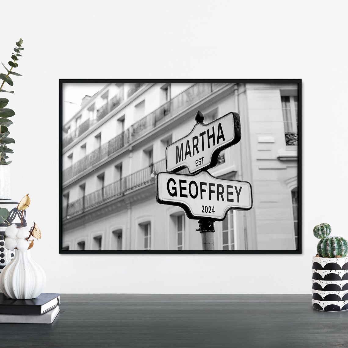 Custom Signpost Couples Names Poster Print