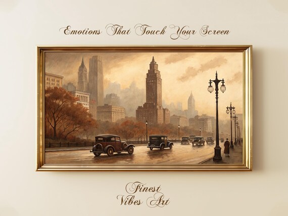 Old New York Skyline Chrysler Building 1930s Vintage Art Print
