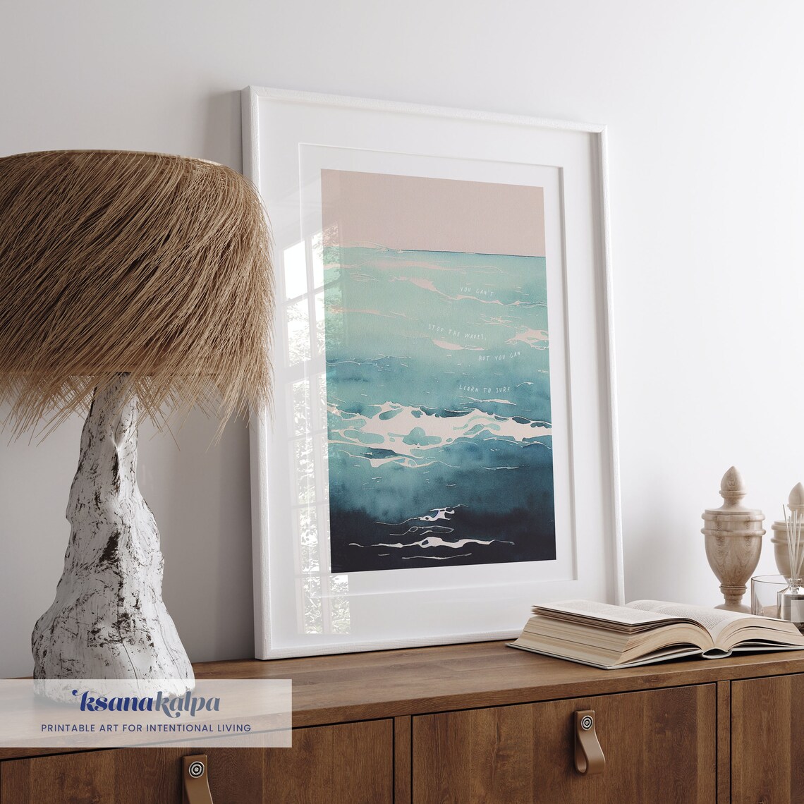 Learn To Surf Watercolor Therapist Office Art Print - Image 3