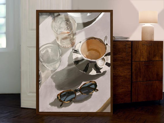 European Cafe Art Print Cappuccino Sunglasses