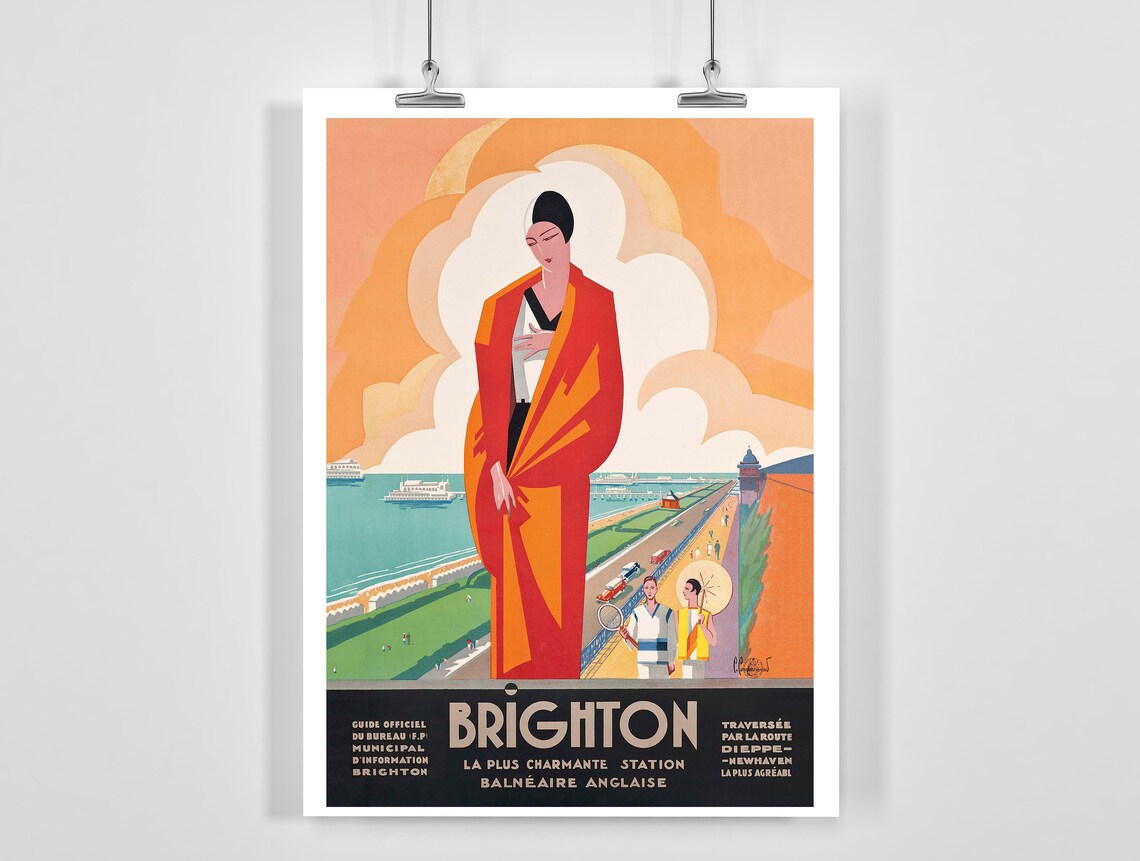 Charming English Seaside Resort Vintage Travel Poster