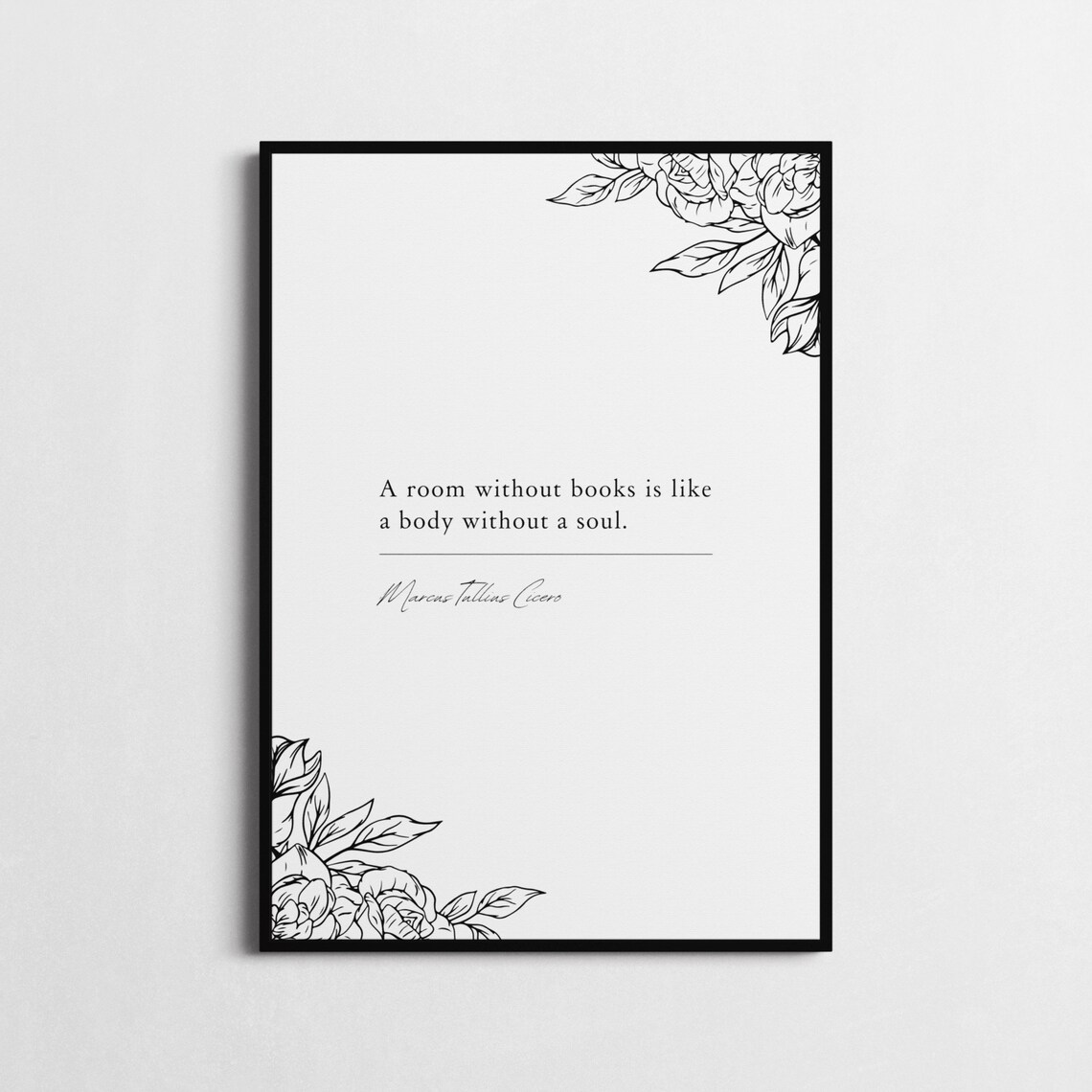 Marcus Tullius Cicero Room Without Books Minimalist Library Quote Poster - Image 3