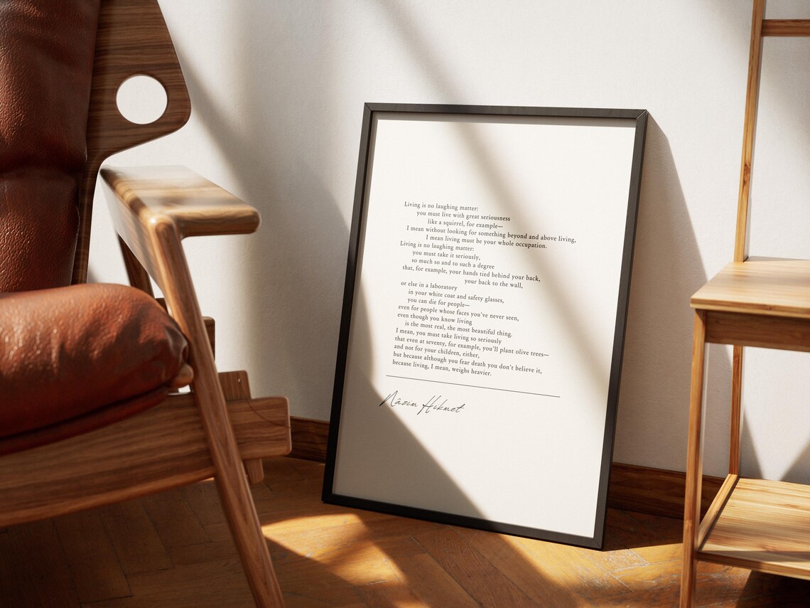Nazim Hikmet On Living Poem Minimalist Black White Literary Quote Poster - Image 5