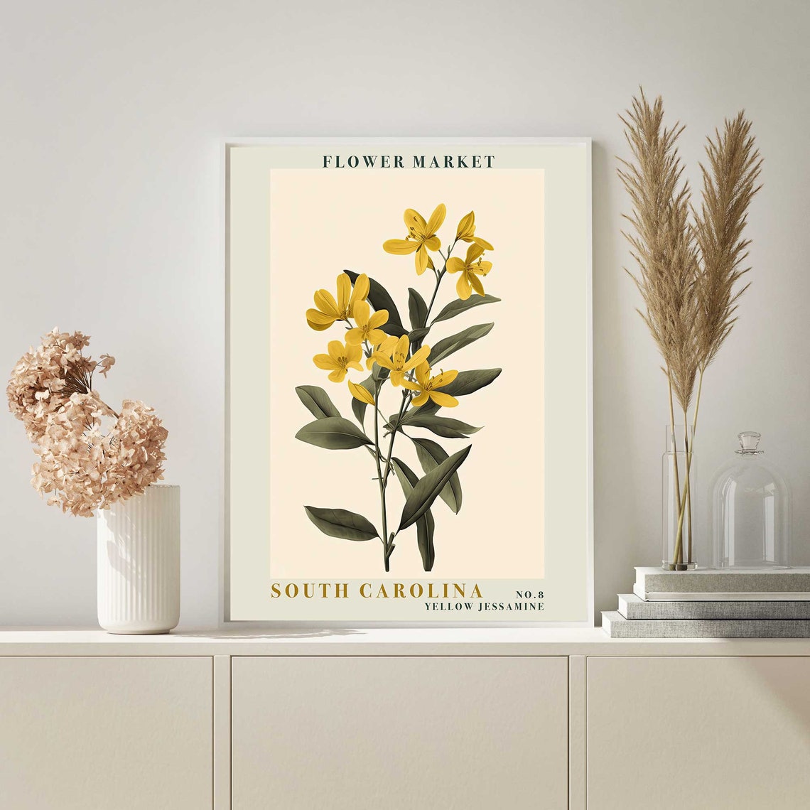South Carolina Yellow Jessamine Blossom Botanical Flower Poster - Image 3