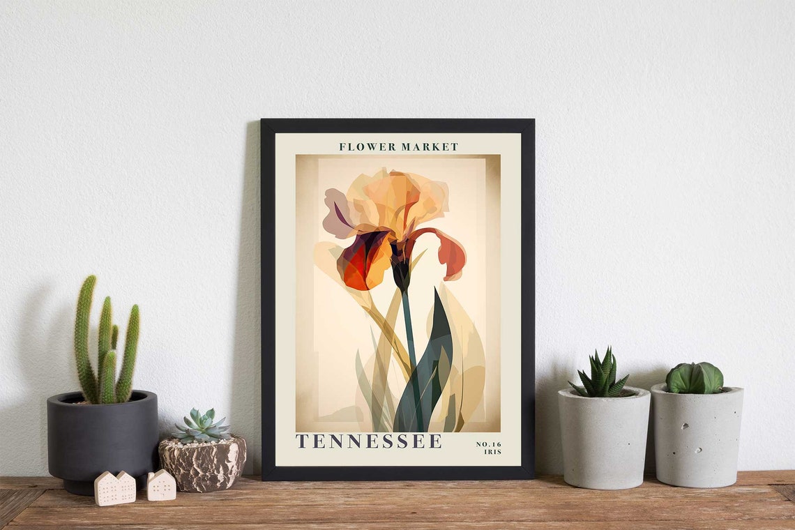 Tennessee Iris Translucent Warm Bloom Botanical Flower Market Poster - Image 5