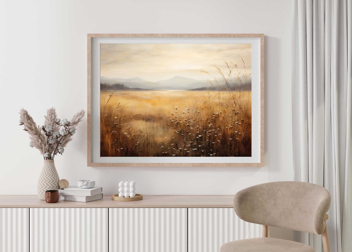 Wildflower Landscape Painting Vintage Landscape Art Print Antique Oil Painting Wall Art Art Print 106 - Image 2