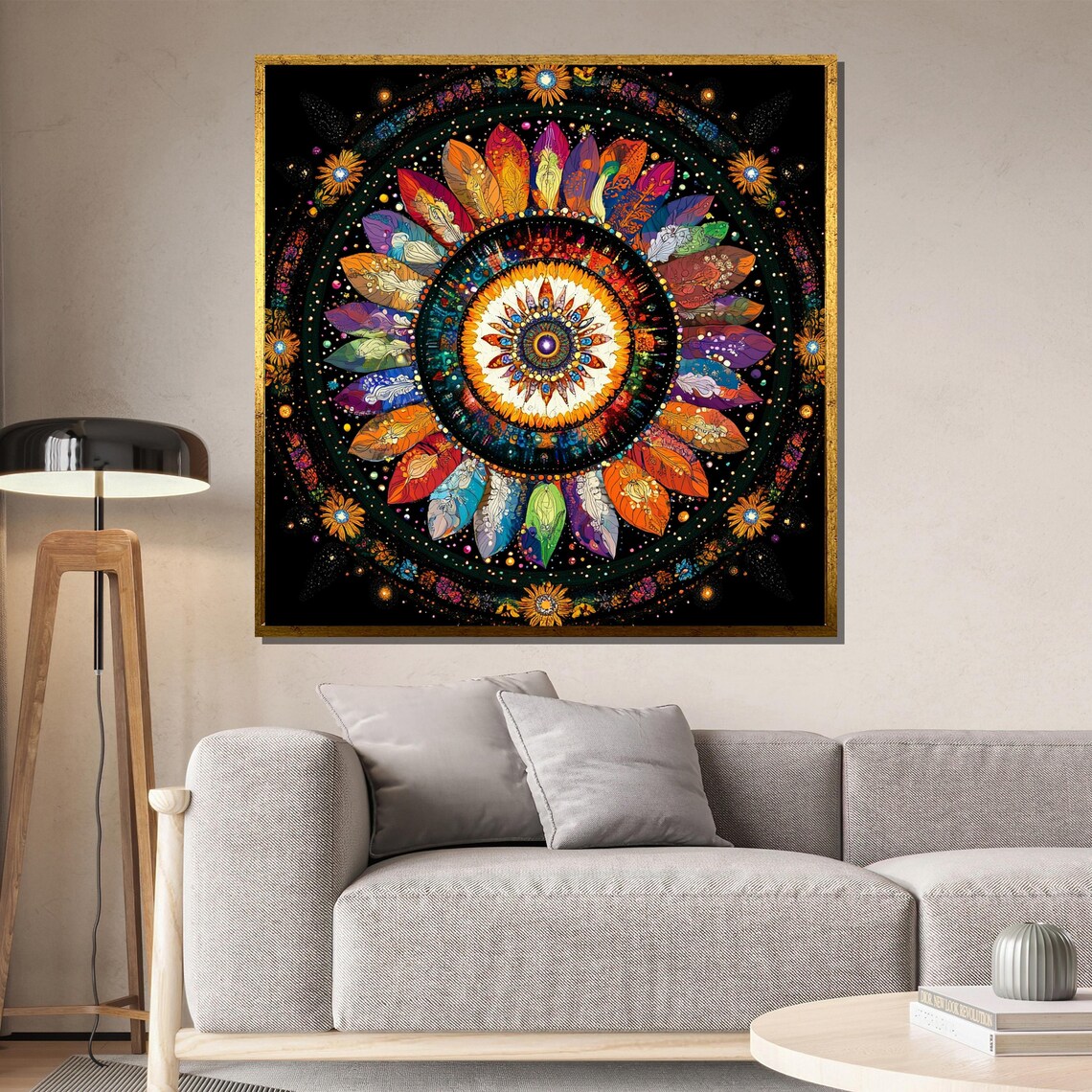 Colorful Mandala Feather Psychedelic Art Print