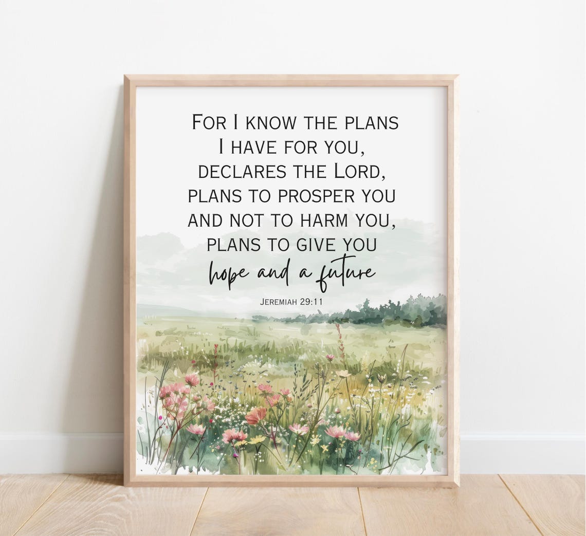 Jeremiah 29 11 Hope and a Future Watercolor Wildflower Poster