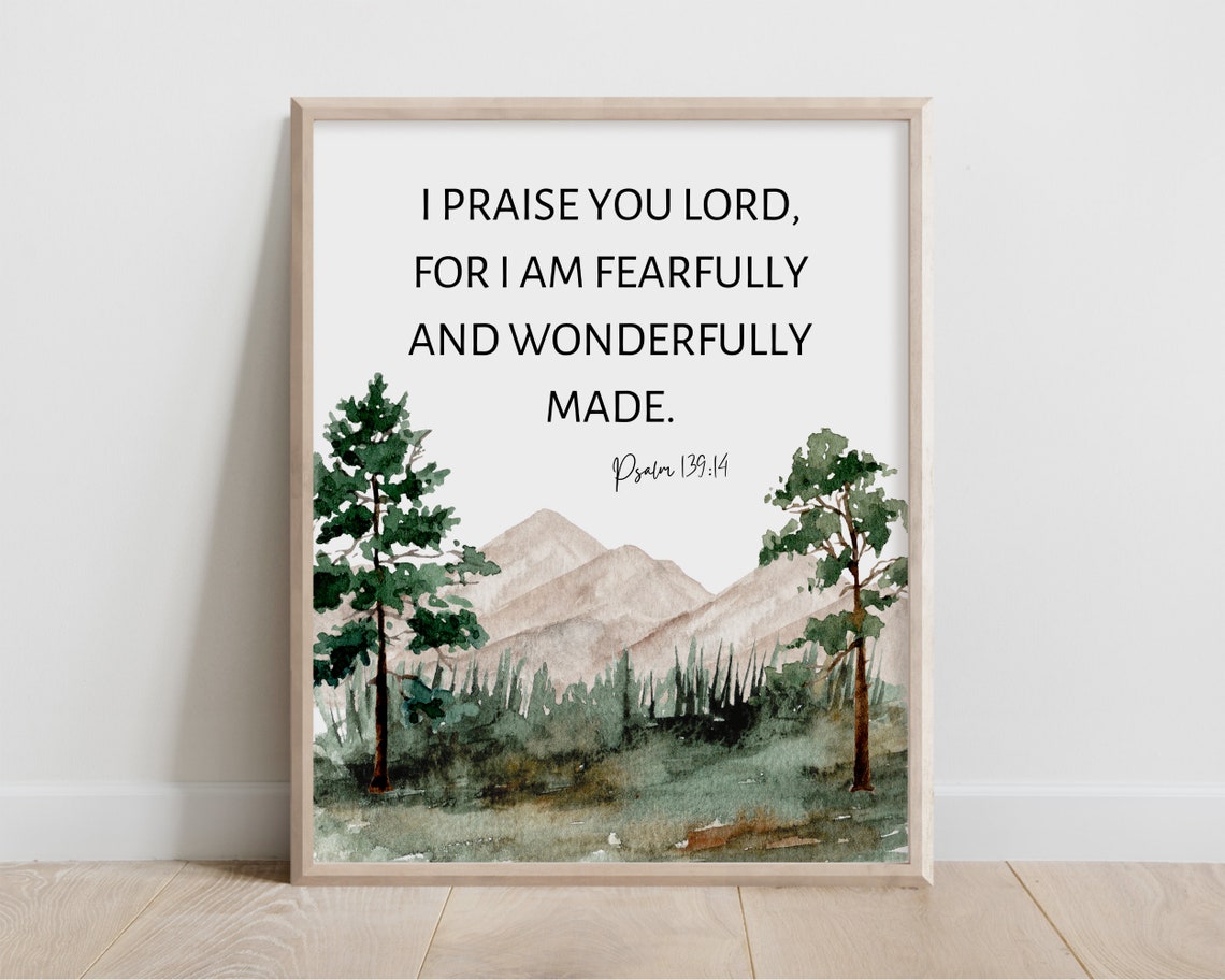 Fearfully And Wonderfully Made Psalm 139 14 Forest Watercolor Print