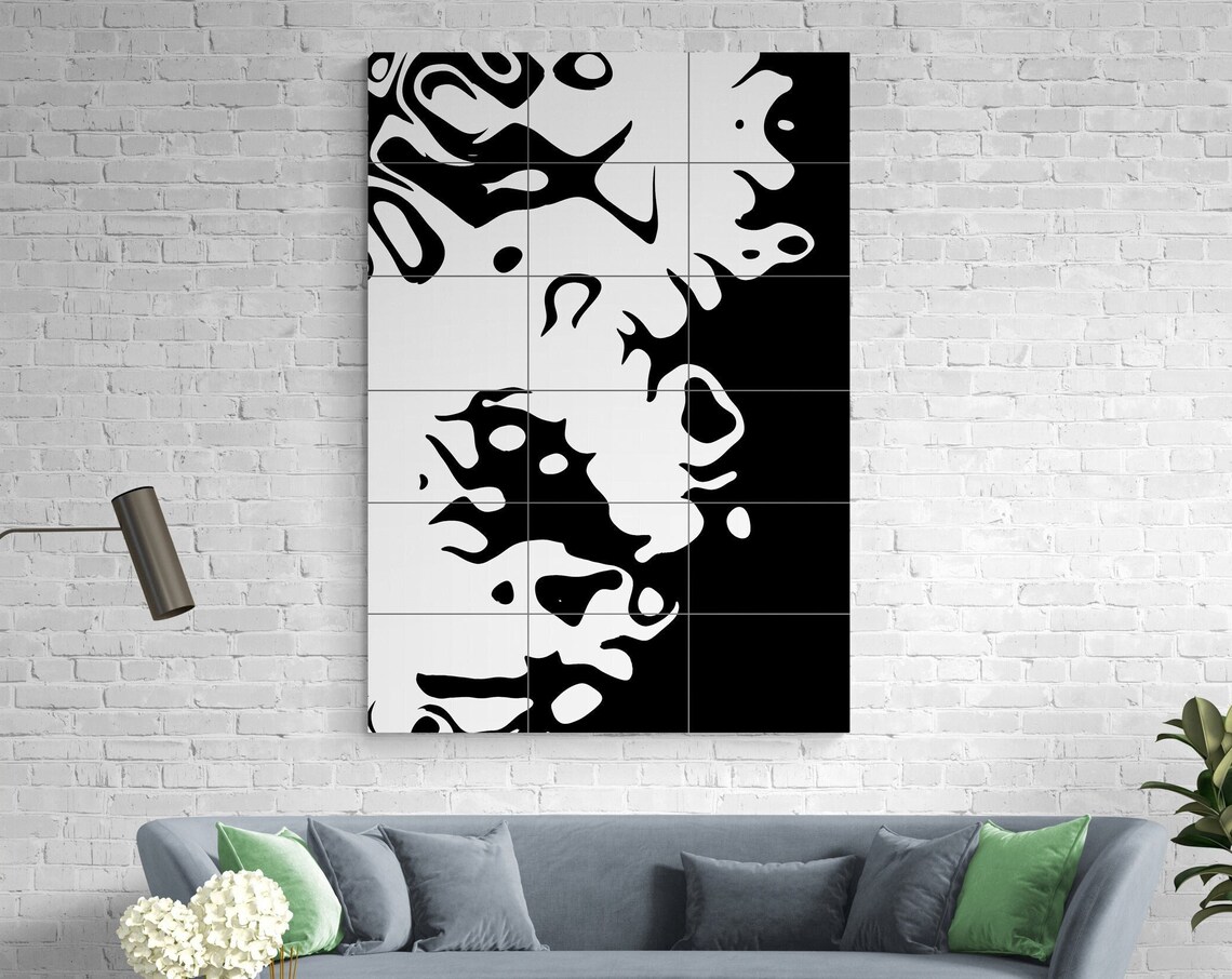 Rorschach Style Black and White Ink Blot Abstract Art Poster