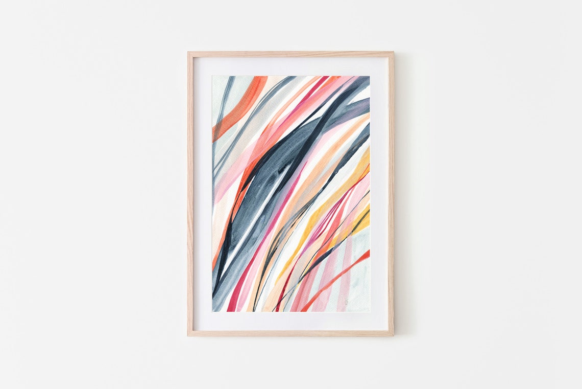 Abstract Colorful Diagonal Brush Strokes Vibrant Sweep Print