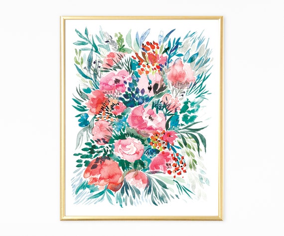 Floral Watercolor Floral Artwork Instant Art Floral Art Instant Art Botanical Watercolor Nursery Floral Art