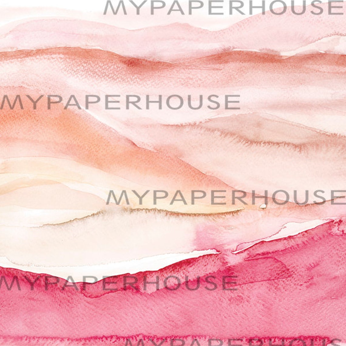 Blush Pink Abstract Watercolor Soft Mountain Waves Art Poster - Image 2
