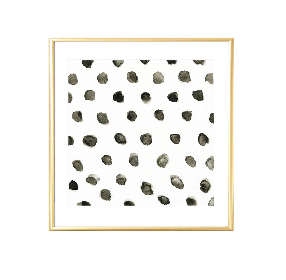 Black Dots Nursery Poster Modern Polka Watercolor Dots White Minimal Art
