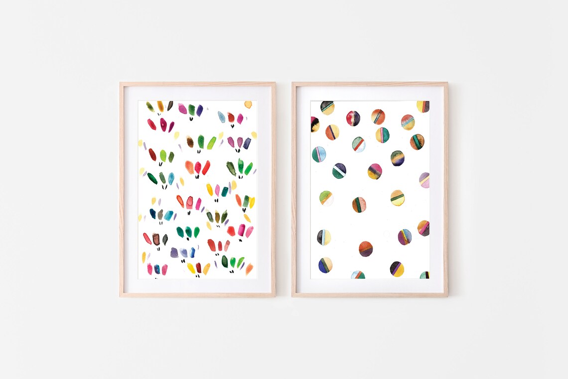 Colorful Nursery Poster Playful Rainbow Leaf Prints Watercolor Kids Art - Image 3