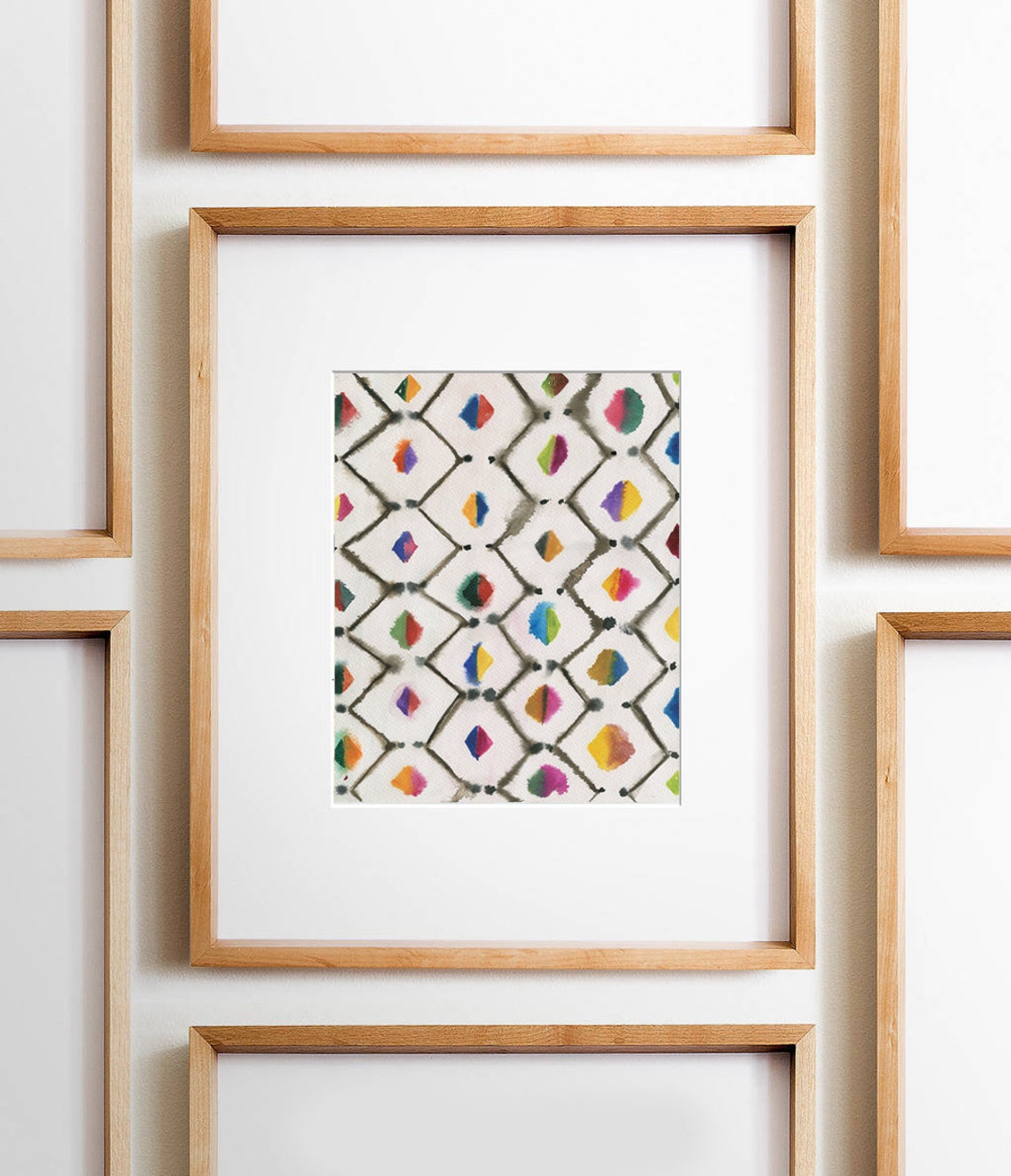 Colorful Moroccan Diamond Rug Pattern Boho Geometric Wall Art Decor - Image 2