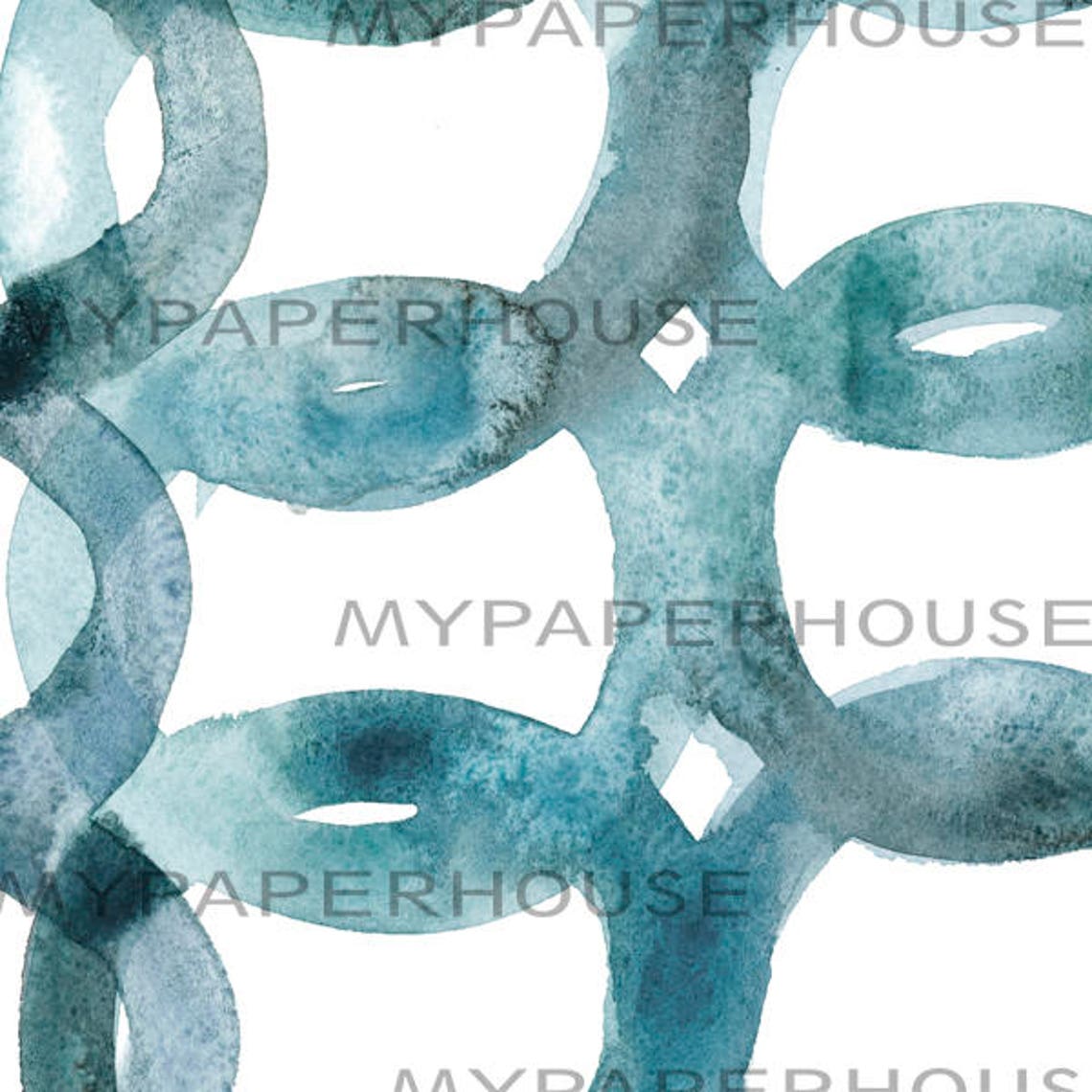 Indigo Watercolor Overlapping Circles Rhythm Pattern Art Poster - Image 2