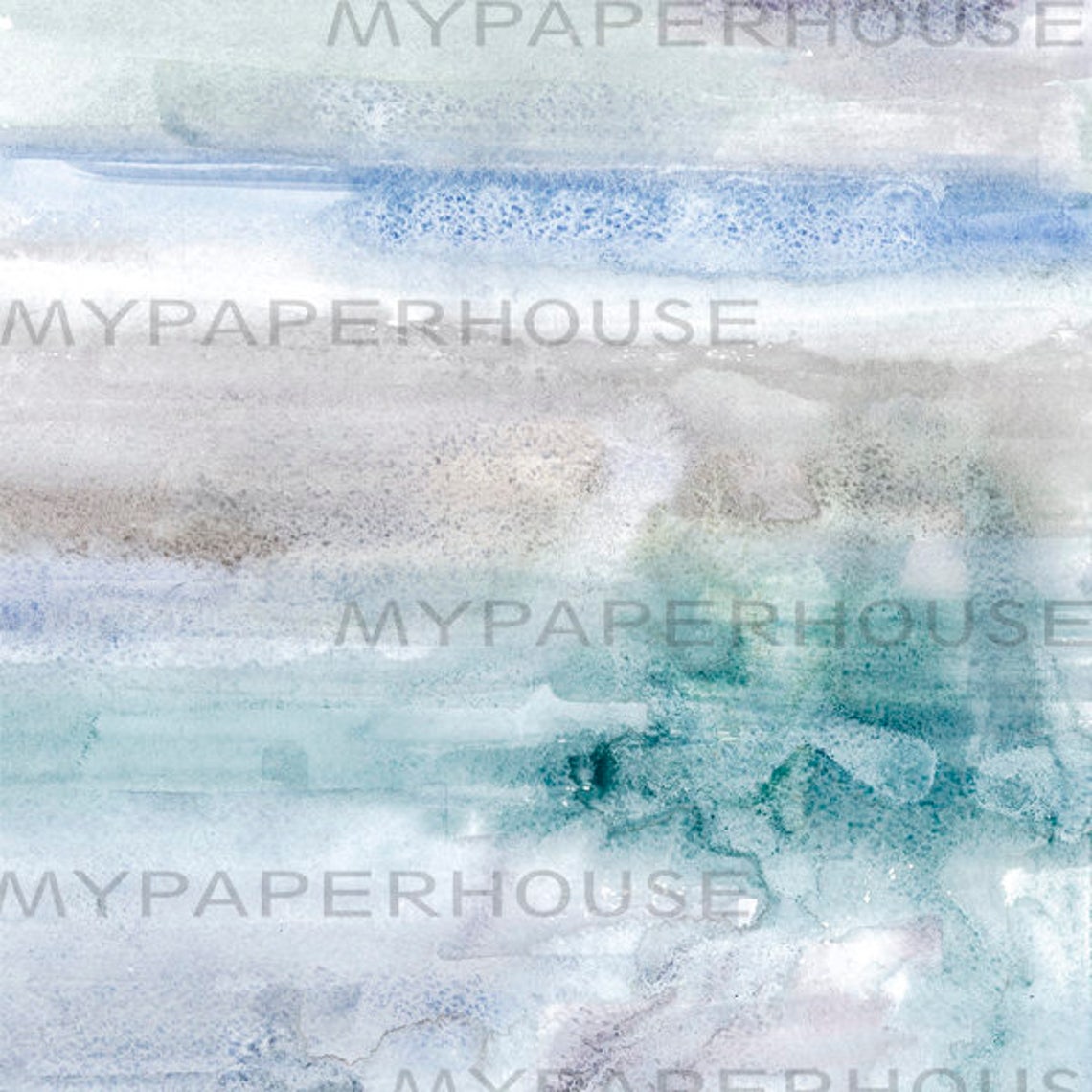 Soft Blue Gray Watercolor Poster Abstract Stripes Calm Minimal Decor - Image 2