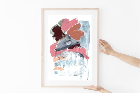 Abstract Art Pastel Wall Art Neutral Pastel Print Blue And Pink Print Modern Wall Art Instant Art Wall Art Print