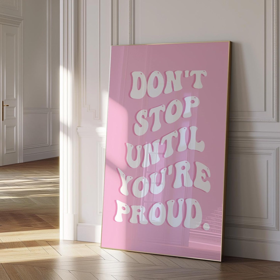 Dont Stop Until Youre Proud Poster Pink Gym Girl Wall Art Cute Gym Art Print Pink Gym Wall Art Pink Home Gym Decor Workout Poster Pink - Image 5