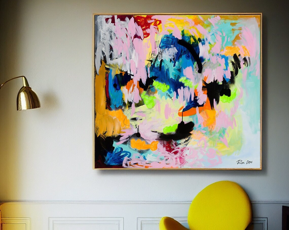 Pink Wash Blue Orange Green Dreamy Colorful Modern Abstract Poster
