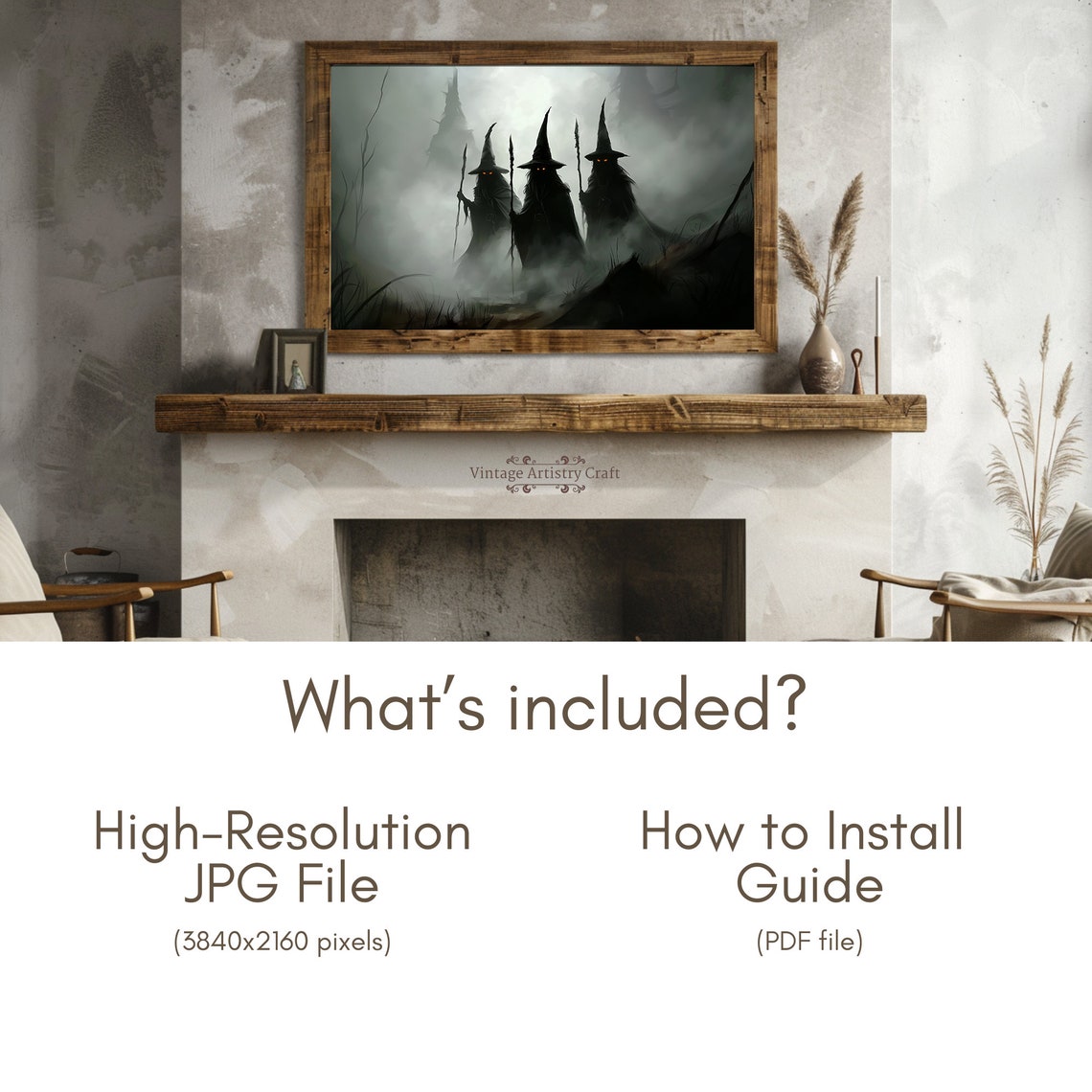 Three Dark Witches In Foggy Forest Mist Spooky Halloween Poster - Image 6